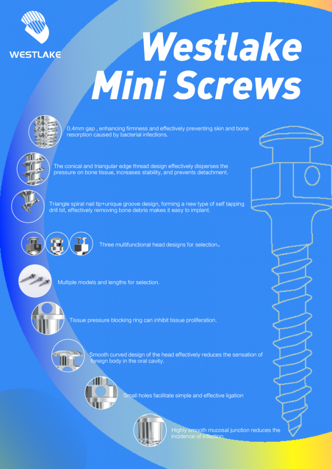 Westlake Orthodontic Mini Screws Titanium Alloy 1.4x6 1.4x8 1.6x10 1.4x12 0
